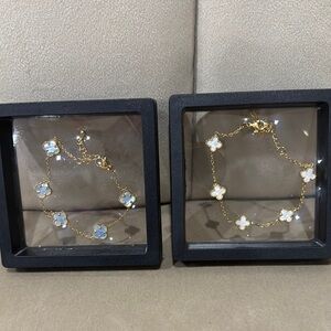 Gold and White Clover Bracelets